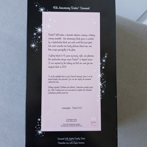2004 Hallmark Keepsake Ornament Barbie 45th Anniversary +light display stand NIB - Picture 7 of 10